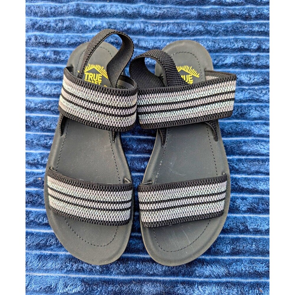 True Craft Women's Striped Stretch Sandals Size 8